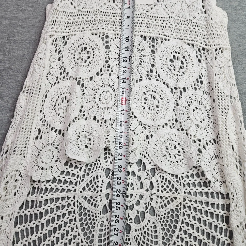 Adora Women White Crochet Lace Sleeveless Cover Up Boho Festival Top NWT S/M